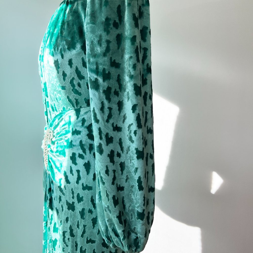 1980s RARE Oscar de la Renta green Velvet evening dress gown - Picture 9 of 10
